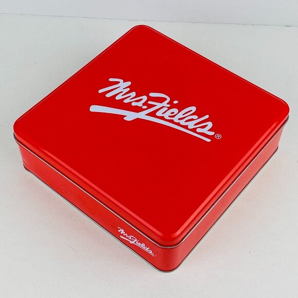 Mrs Fields Cookie Square Tin With Lid Container Advertising Collectible Item - Picture 1 of 8